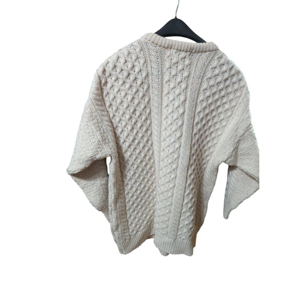 Celtic Country Mens Aran Cardigan Sweater sz M Wool Cable Knit Made In Ireland - Picture 3 of 6